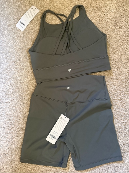CRZ YOGA Other - CRZ yoga Strappy back Bra & High-Waist Bike Shorts Set-Grey Sage